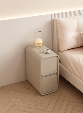 奶油头柜简约床夹床缝现代实木边柜PXJ小型床边超20c窄m迷你收纳