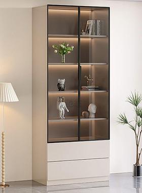3书l柜一体到顶新中式柜轻奢酒柜带璃门展示书柜整637墙现做玻书