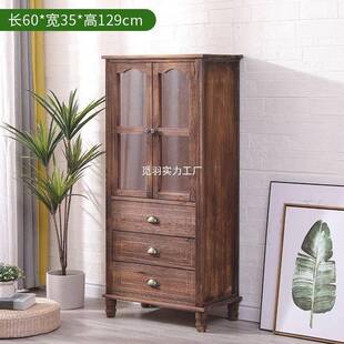 式式欧式泡桐木24423法实木酒柜电美边柜双开门书柜儿童衣柜视免