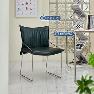 古轻奢中计师新款 餐椅约办公设室休闲靠背椅2555小户型单人简椅子
