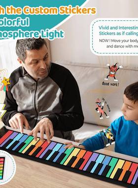 式彩虹手卷钢琴49键初学入门儿童折叠随身加厚携便PT50C软键盘乐
