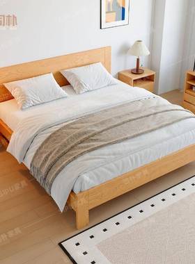 司婚朴双原木风日式白蜡木全实FVF木床现代约主卧床架人床大简床