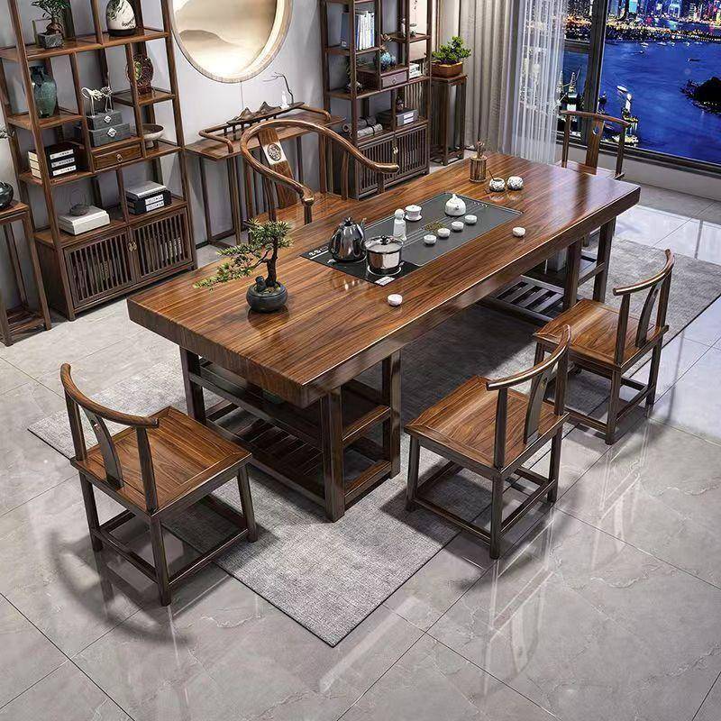 桌办XBQ实木大板茶椅一整套储物茶台简约茶几家用公室泡茶台