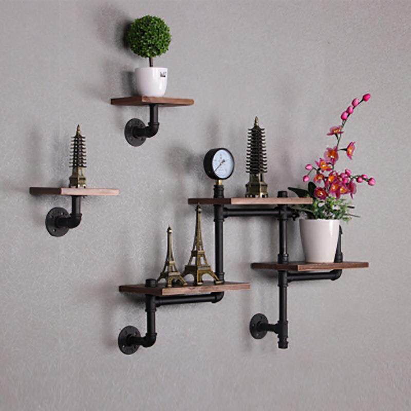 美式水管上墙物架工业风复JS-20200架古墙置壁展示简约一字搁板铁