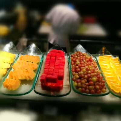 选?商用玻璃长F7589M78条自助水果盘展示盘果餐厅餐餐具器皿水自