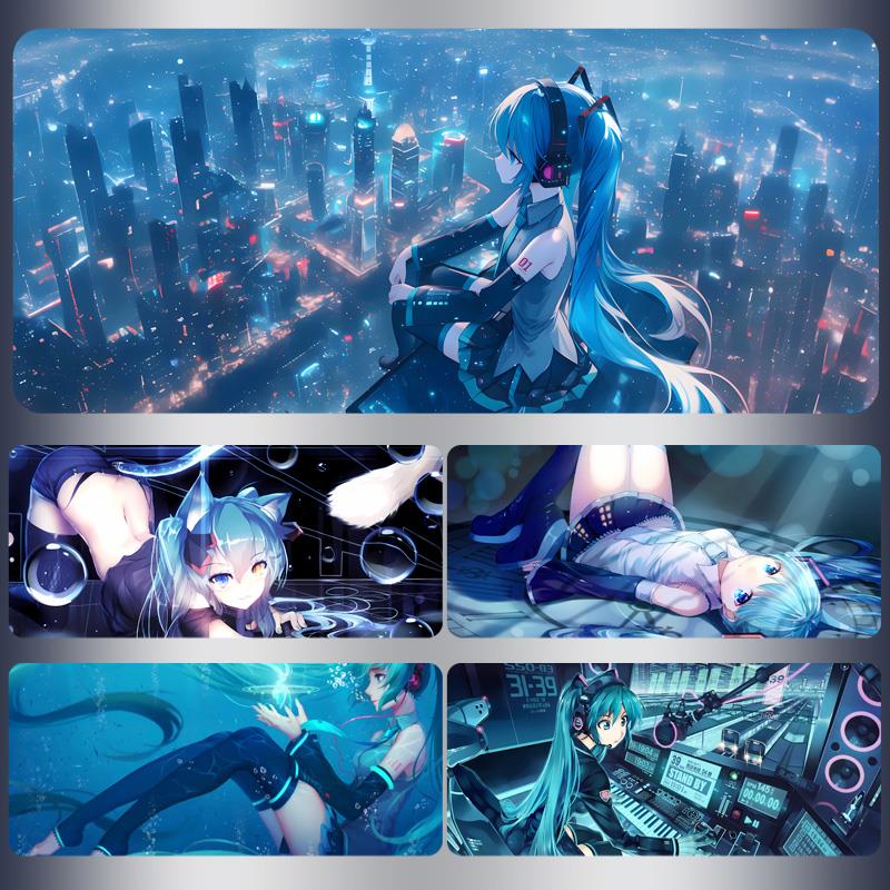 初音未来鼠标垫超大号动漫可爱二次元游戏男女生电竞专用电脑桌垫