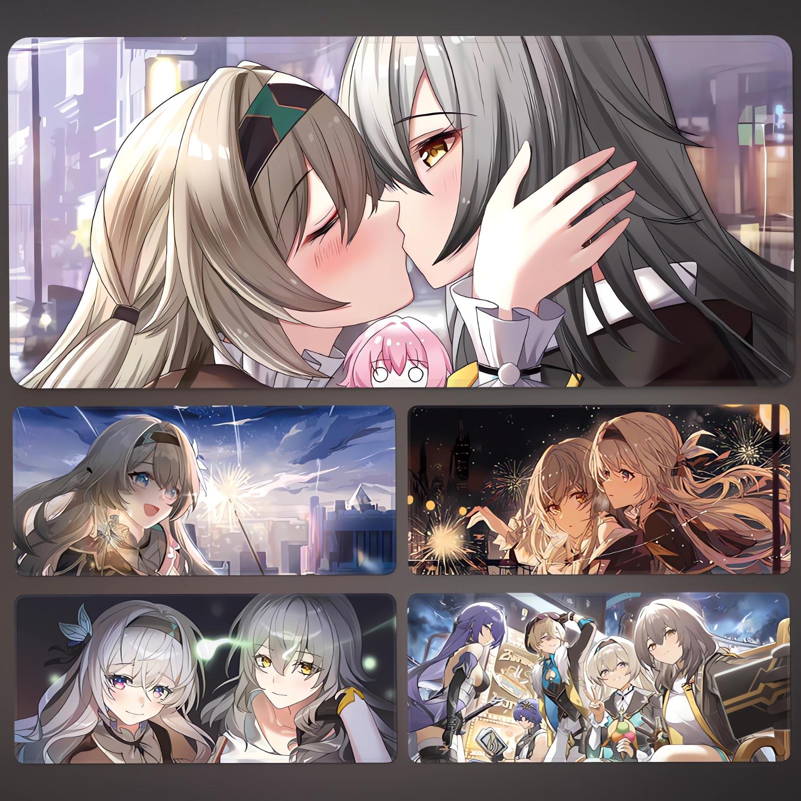 流萤鼠标垫超大号可定制崩坏星穹铁道二次元动漫游戏电脑键盘桌垫