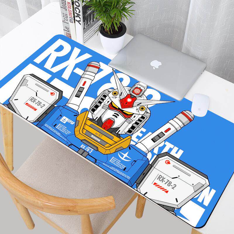 高达鼠标垫子超大号电竞游戏防滑键盘垫机甲少女战士电脑桌垫锁边