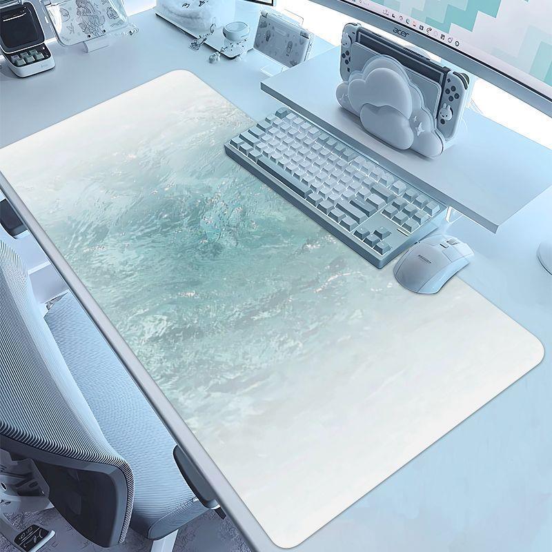 水波鼠标垫超大号加厚办公桌垫电脑桌垫游戏专用滑鼠垫电竞鼠标垫