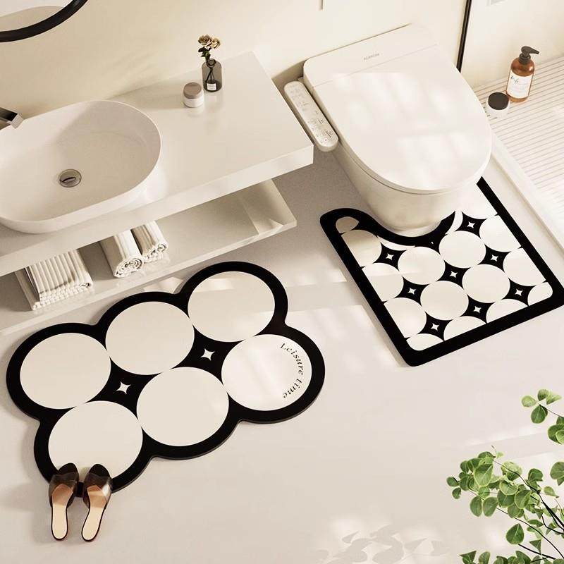 德国浴室矽藻泥耐脏吸水凉垫U形马桶垫防滑速干 干化妆室门口防摔
