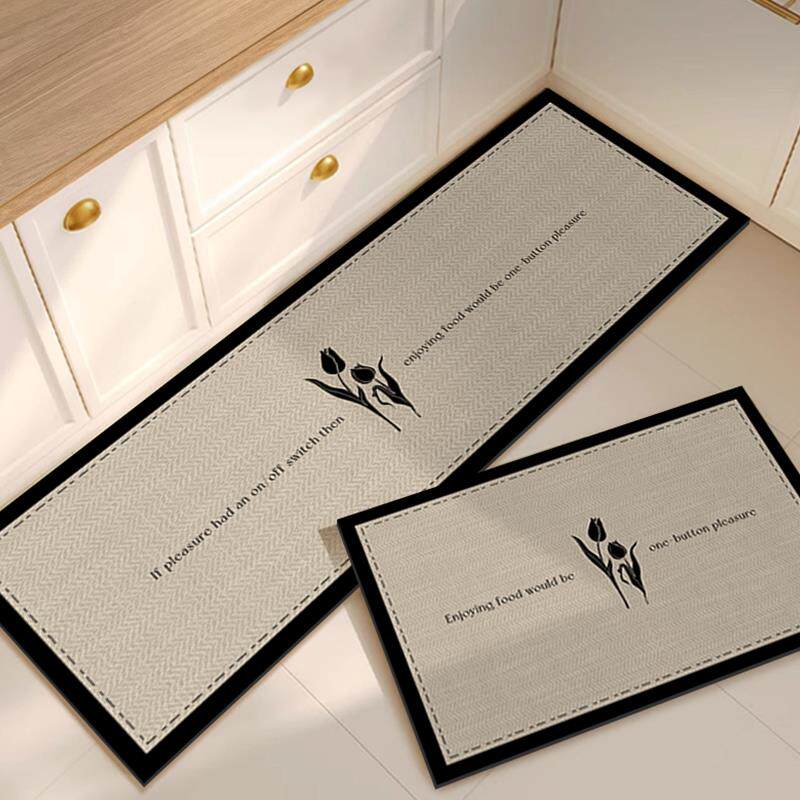 复古厨房地垫防滑防油可擦免洗地毯家用防水耐脏可裁剪硅藻泥脚垫