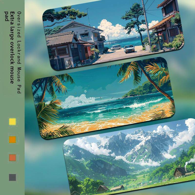 愈合风景鼠标垫超大高看男孩和女孩办公室电脑桌垫加厚桌垫