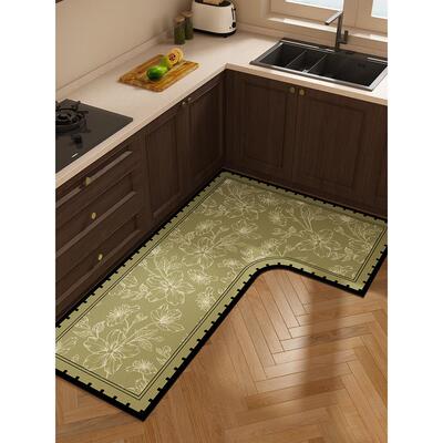 厨房地垫为防滑防油、可擦可洗、l型墙角地毯、7型吸水速干硅藻泥