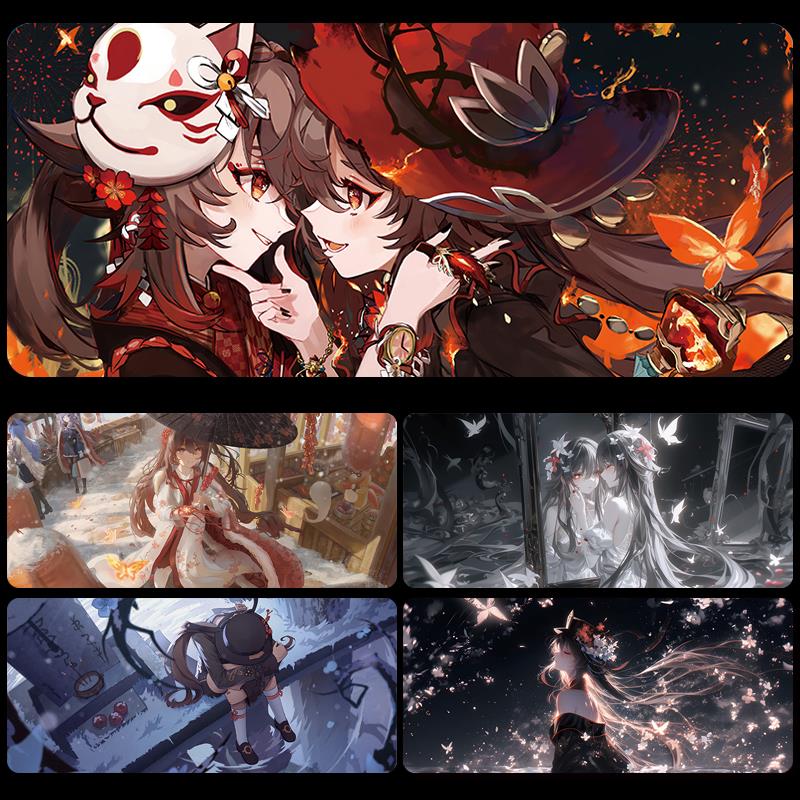 胡桃原神滑鼠垫超大二次元动漫游戏电竞桌垫周边电脑键盘垫子定制