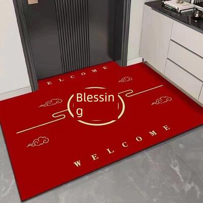 硅藻泥中式地垫，门厅地垫，防污红门地垫，入口地垫，可切割，防