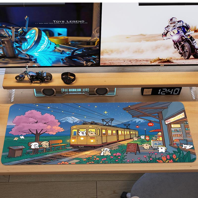 可爱线 线条小狗滑鼠垫超大号卡通学习办公电脑周边桌面垫键盘防