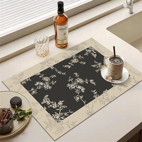 美式覆古台面沥水垫子厨房吧台杯子碗盘干燥垫茶台硅藻泥吸水隔热