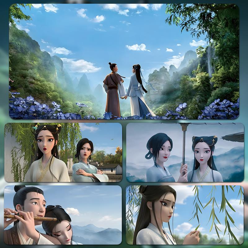 白蛇浮生防水动漫滑鼠垫超大号办公游戏静音电竞动漫可爱键盘垫