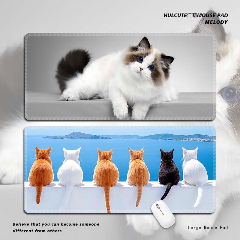 可爱女生猫咪鼠标垫超大号治愈系小猫办公室键盘电脑动物宠物桌垫