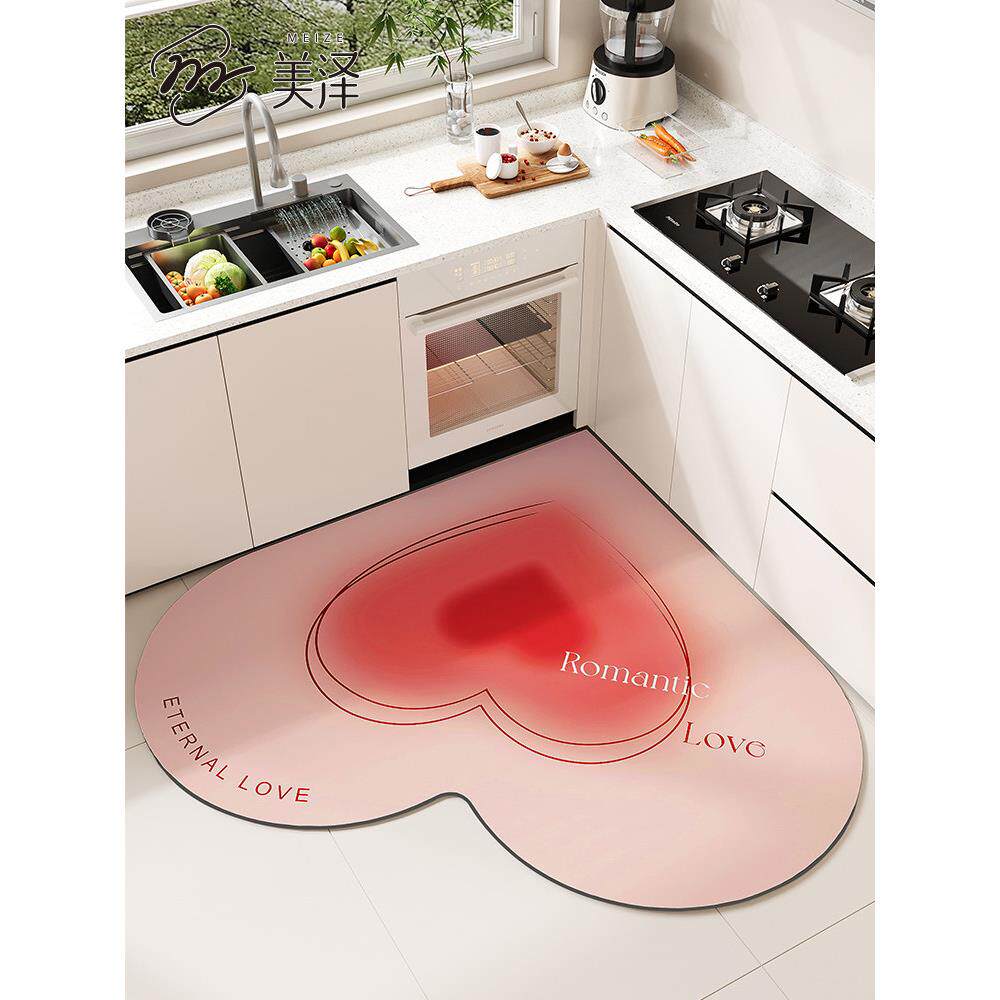 厨房地毯防滑防油免洗可擦吸水地垫2025新款家用高级感硅藻泥脚垫