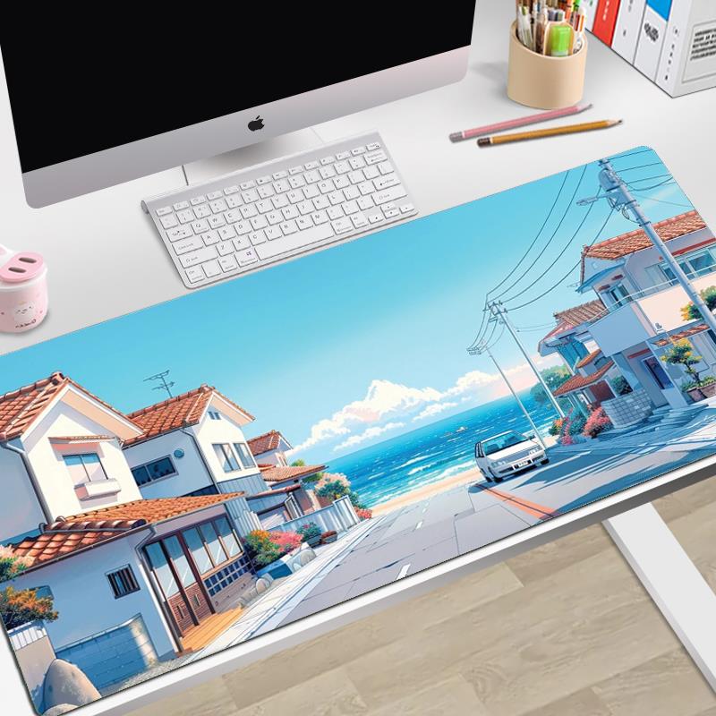 卡通可爱鼠标垫子超大号电脑桌垫加厚办公定制家用女生文字锁边7I