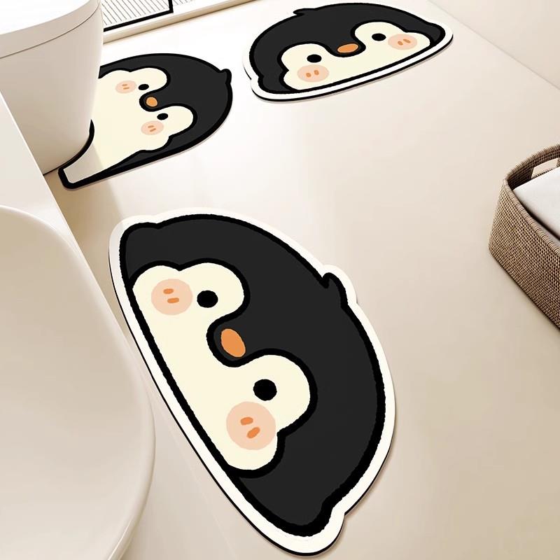意式卡通浴室地垫硅藻泥防滑垫厕所三件套速干耐脏免洗马桶u型垫