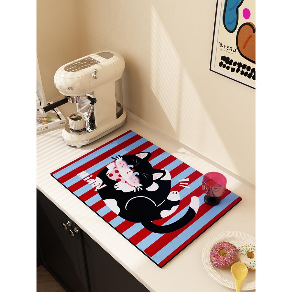 卡通厨房台面沥水垫餐垫茶台垫硅藻泥洗手台水龙头吸水垫隔水垫子