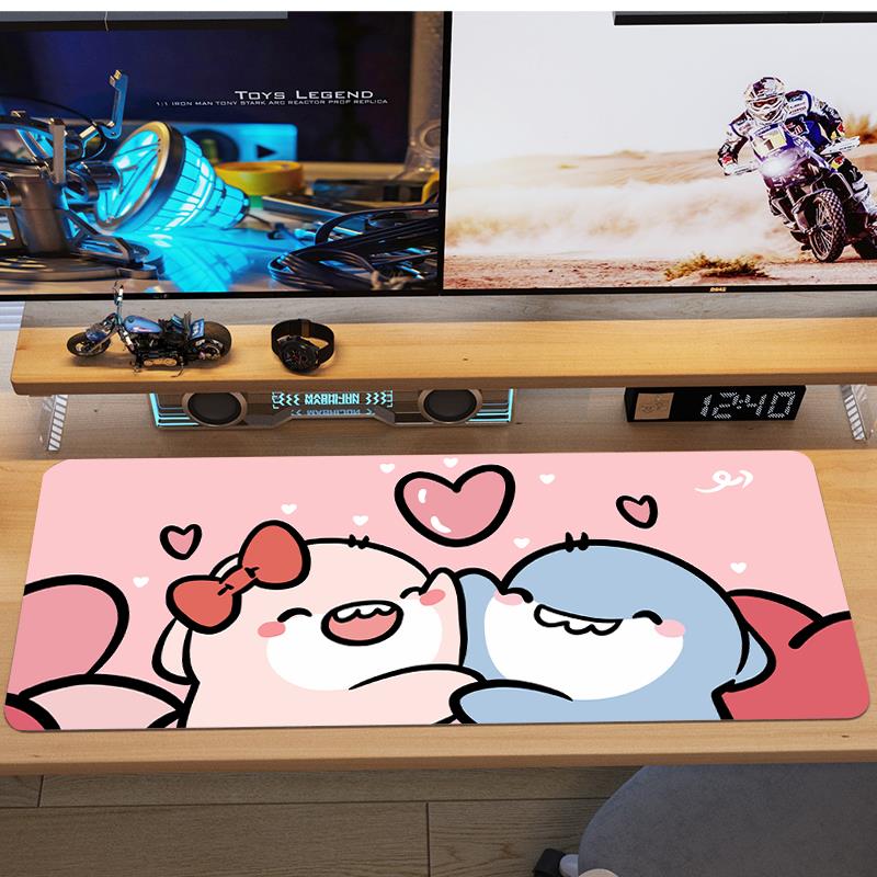 肥肥鲨鼠标垫超大号卡通可爱办公游戏电竞笔记本键盘垫桌垫厚防滑
