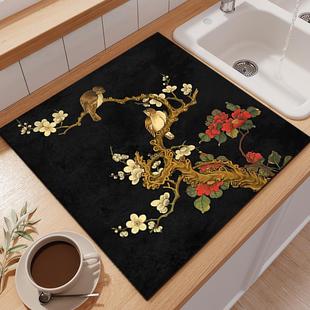 中古风正方形厨房台面沥水垫硅藻泥茶盘水槽吸水速干免洗杯垫桌垫