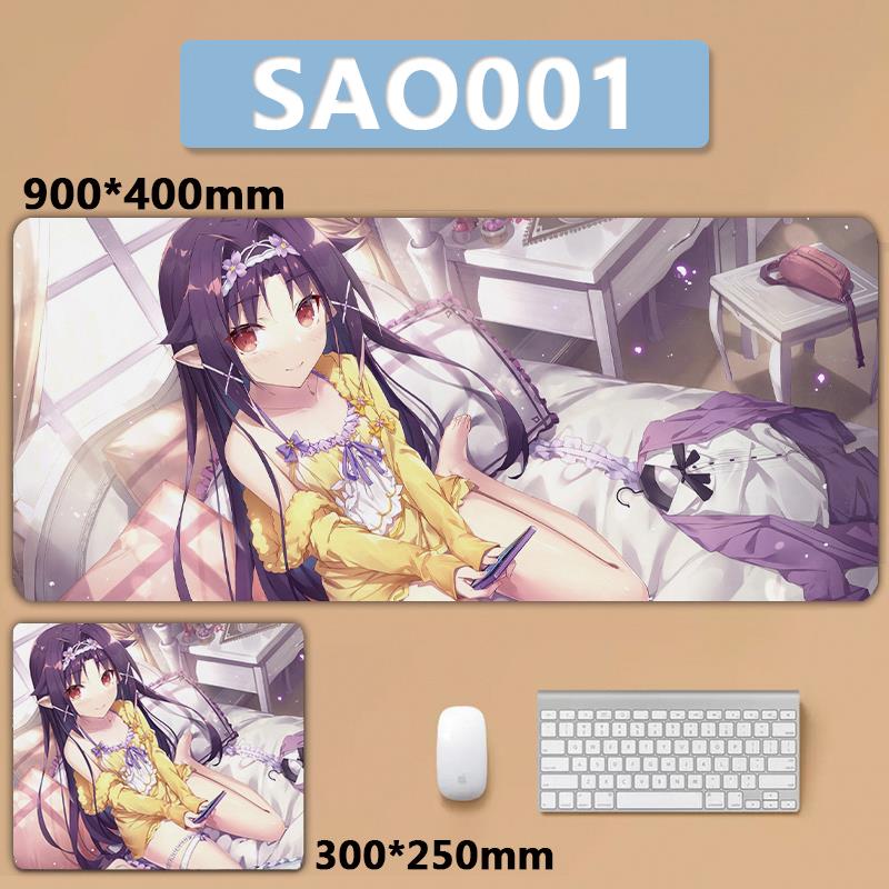 SAO刀剑神域亚丝娜桐人有纪诗乃爱丽丝滑鼠垫超大号电脑桌垫
