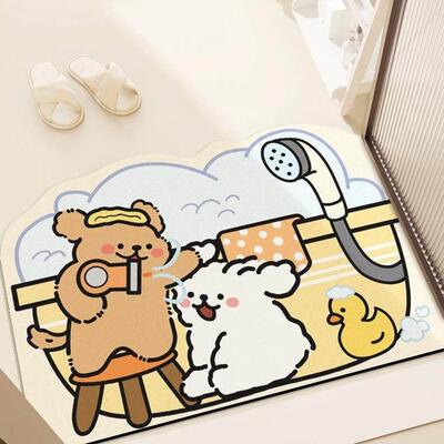 卡通硅藻泥浴室地垫沐浴房吸水垫卫生间门口卫浴厕所速干防滑脚垫