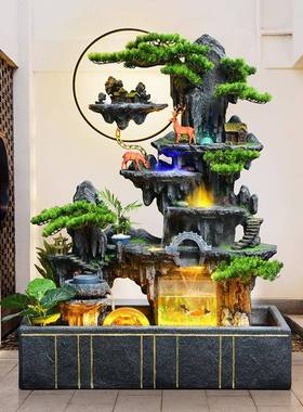 客厅装饰落地流水摆件树脂膜手工礼品山水景观塑开PIO新业送礼佳