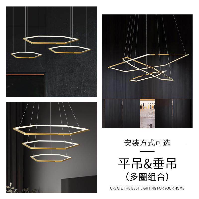 后不锈钢六边形灯轻奢极简现代客主灯2厅025年新创意几何75款吊灯