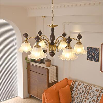 法式复古832中古vint吊a铃e兰灯美式田园g客厅温馨卧室护眼实木灯