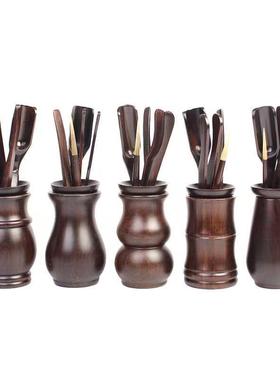 黑檀六君子木茶道装茶盘茶具配件六实68947君子泡套茶具五件工套