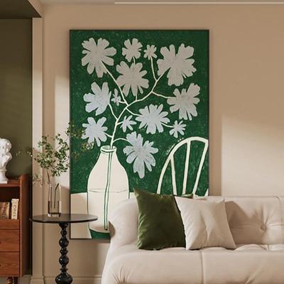 代简约绿色复古植物书房客厅现餐玄关S-1934装厅饰卧室壁画竖版挂