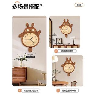 原木时风挂钟装饰画餐厅房新款装饰画龙钟厂家直供表客厅猫儿童静