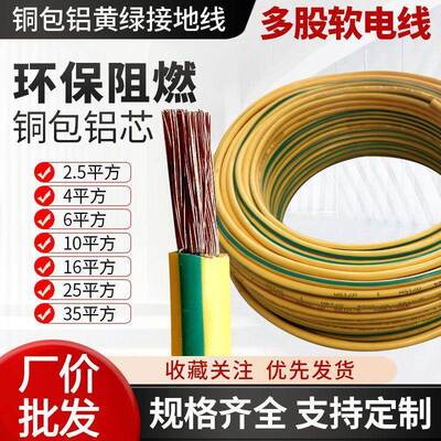 平方多股软电线光伏包接铝接地线黄绿双色地/RTB线铜46/10/16/25/