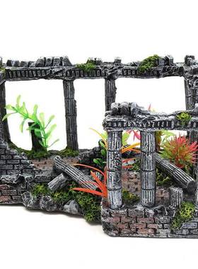缸水族创意造景装饰箱仿鱼古罗马柱大遗迹欧式城堡摆件号罗马方阵