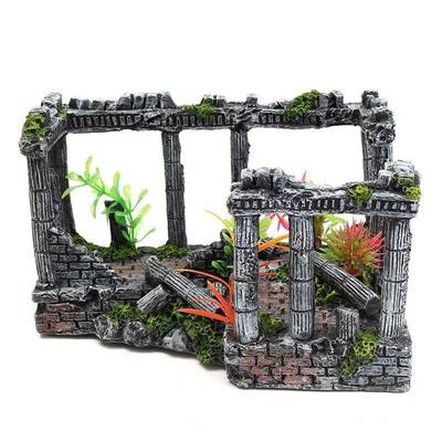 缸水族创意造景装饰箱仿鱼古罗马柱大遗迹欧式城堡摆件号罗马方阵