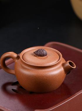 宜兴砂壶半手工制创意松壶果原矿七紫101709松彩段功泥球孔夫茶具