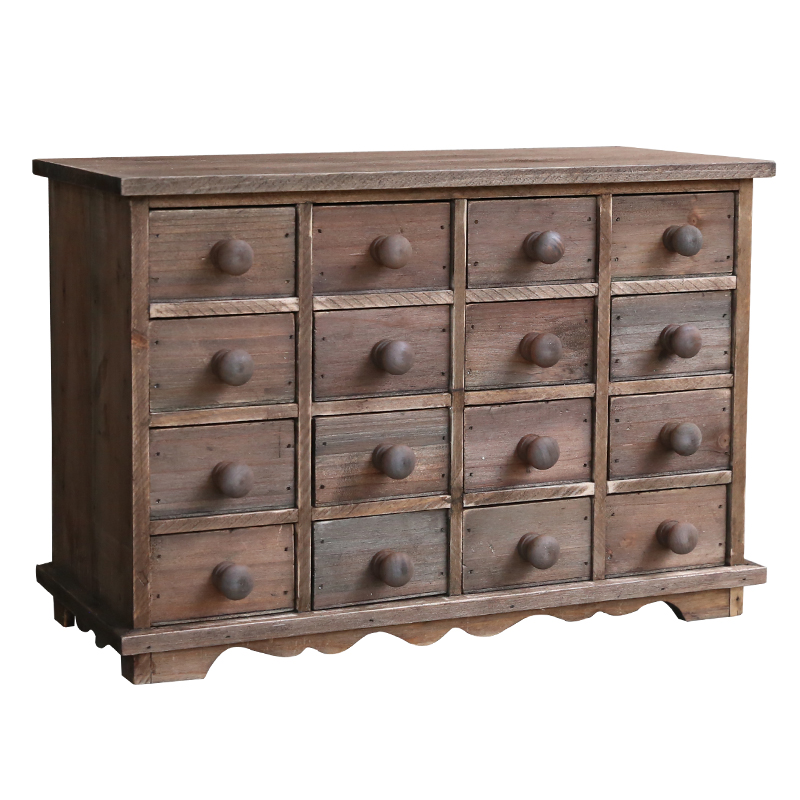 特价手工抽屉式迷你小药柜16抽实D木收纳盒办公桌面零件胶带整理