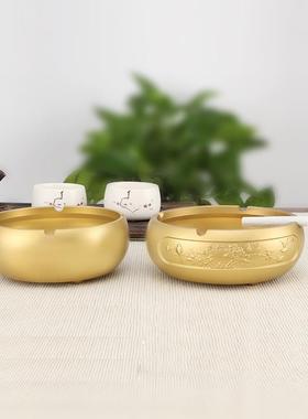 纯铜烟灰创意家用花开富贵烟灰商用刻l缸ogo大号黄LX-GY-R-缸铜烟