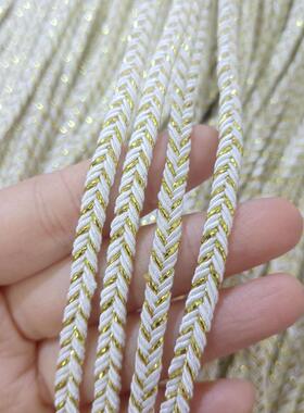 6m彩TDK色金银丝人字纹辫子m编织扁绳凹带服装龙骨坑DI织Y配饰编