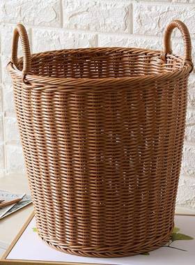 仿藤编脏衣篮圆形篓子家洗衣收洗纳筐衣桶室BBZ酒用店浴塑料收纳