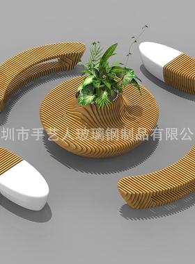 实切片座椅防腐木木商场景观艺术闲坐户syr20230外美陈异形创意休