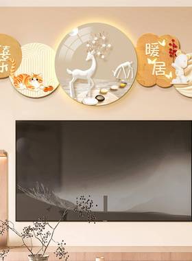 暖居奶视油风厅电上画方装饰灯画好寓意沙发背景客墙壁画简DKA3-X
