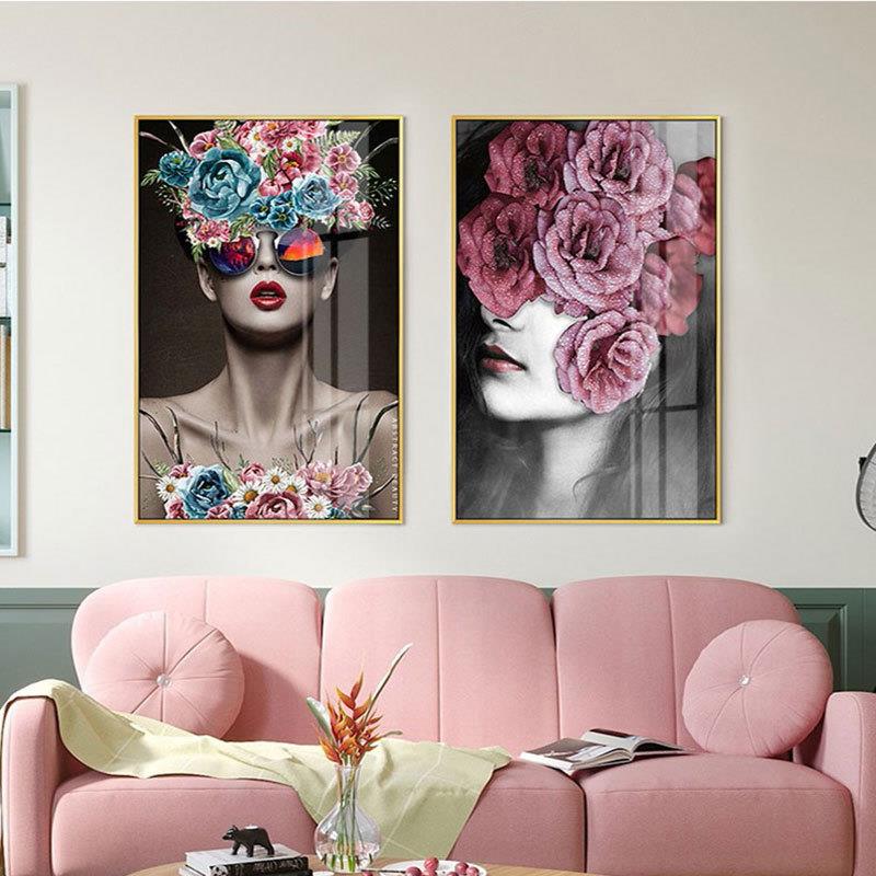 入户玄美女黑白人物装饰画女黑白艺术沙发景墙轻关奢客厅壁背美画