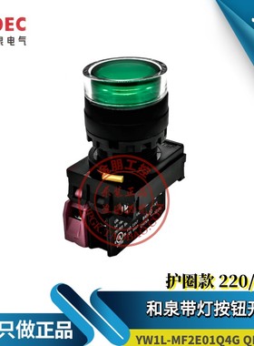 原装和泉IDEC绿色带灯按钮YW1L-MF2E10Q4G 24V护圈QM3G 220V