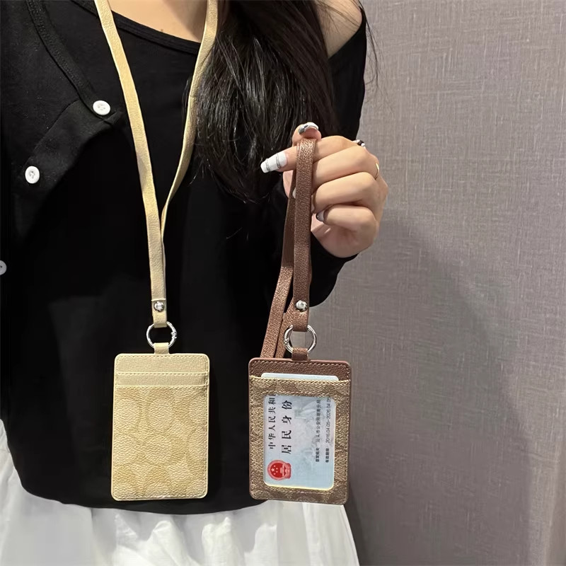 美式潮牌皮纹挂脖工作证卡套男女